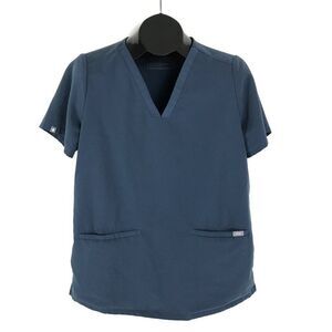 FIGS Casma Three-Pocket Scrub Top Women's Medium Blue Pockets Stretch Healthcare